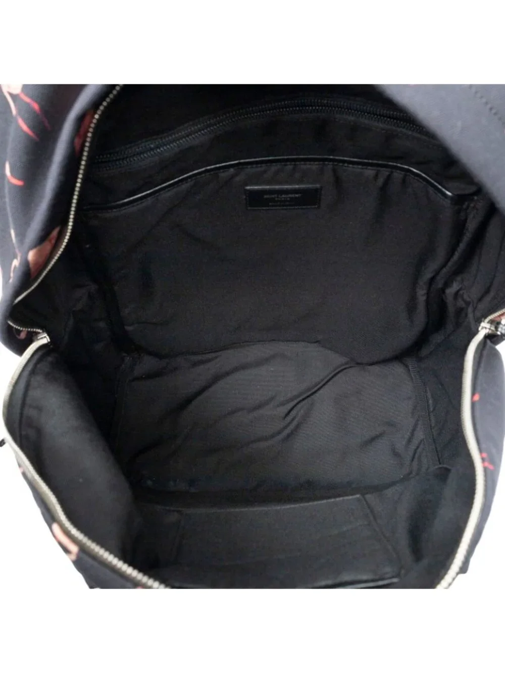 Saint Laurent City Backpack Black Pink Flamingo Print Canvasa